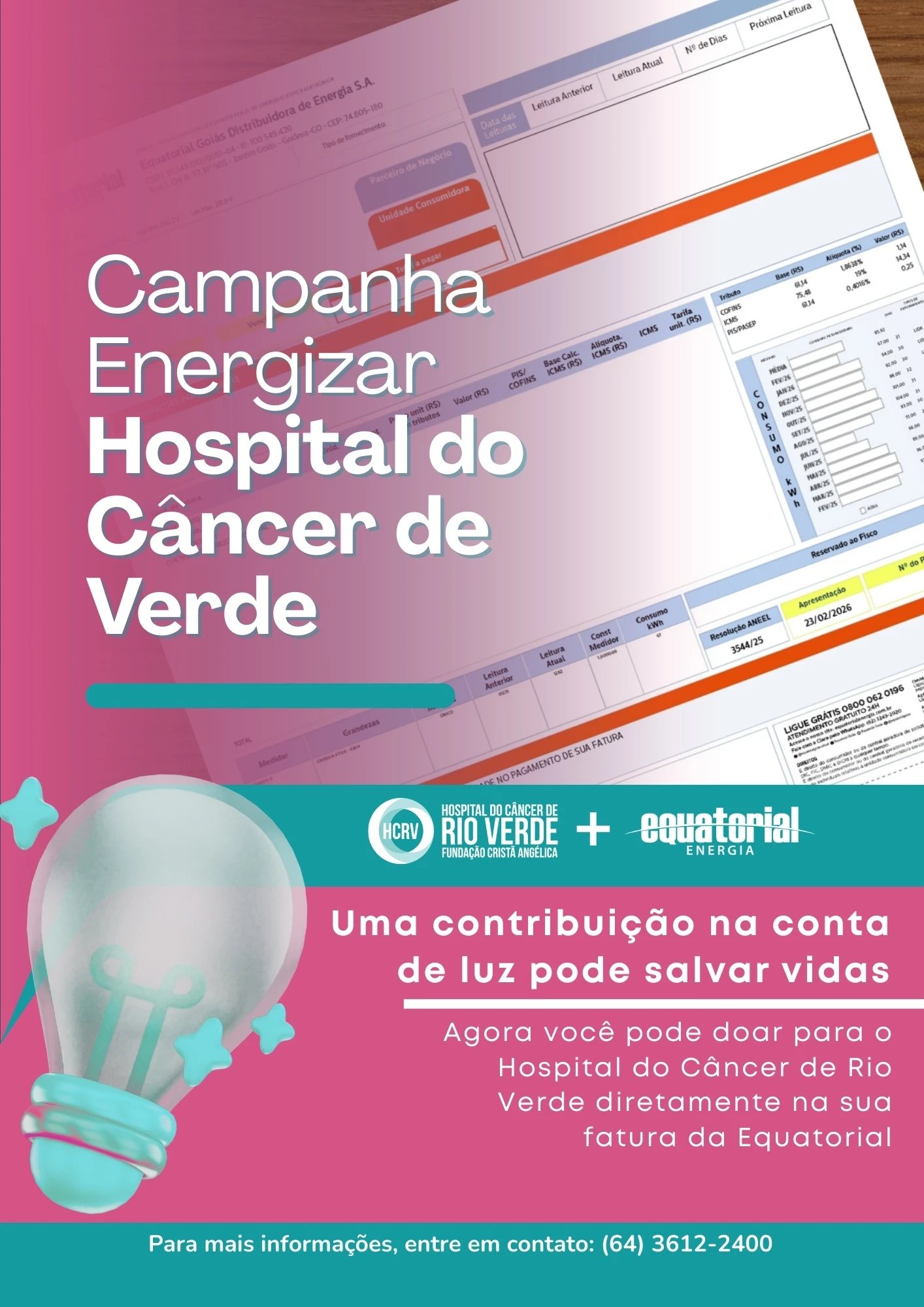 Agora é possível doar para o HCRV pela conta de energia da Equatorial
